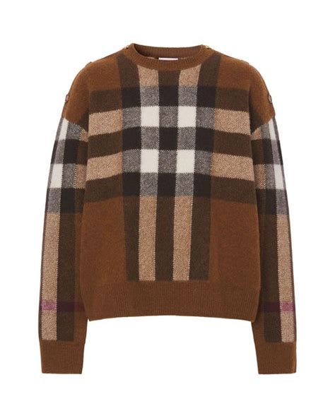 burberry brit wool-cashmere check front pullover|Burberry Check wool cashmere.